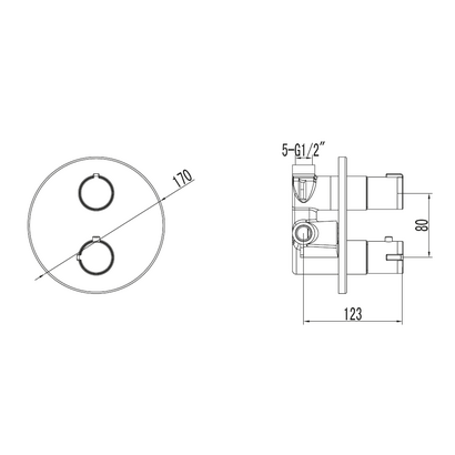 Karag 68008JW3 Θερμοστατικός Μίκτης Διπλός - Τεσσάρων διαδρομών