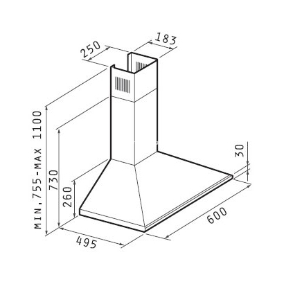 Pyramis Καμινάδα Τετράγωνη Plus 90cm Απορροφητήρας Inox 065037901