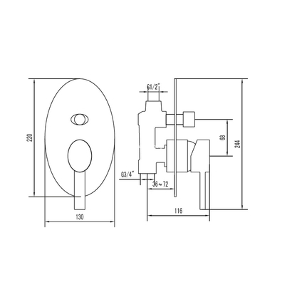 Karag Sinar FA24163C Μίκτης Ντους Εντοιχισμού 4 Δρόμων
