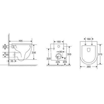 Karag LT 046E Milos White Glossy 49,5x36 Κρεμαστή Λεκάνη Υ.Π. Rimless Με Βρυσάκι