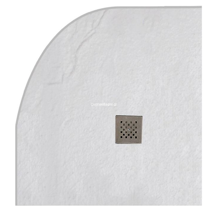 Classic Bianco 90x90 Ντουζιέρα Karag Ημικυκλική Πέτρινη Λευκή