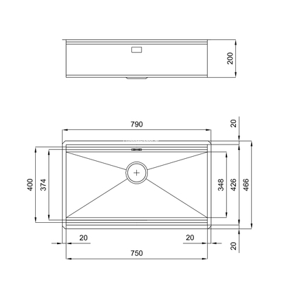 Foster Milanello Gun Metal 79x46,6 Νεροχύτης Ανοξείδωτος Υποκαθήμενος 1034856