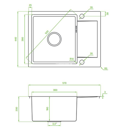 LAVEO Marmara Inox 57x44 Νεροχύτης Ανοξείδωτος SAM_013T