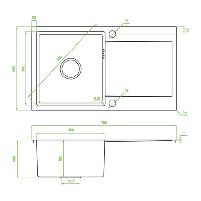 LAVEO Marmara Gold 76x44 Νεροχύτης Ανοξείδωτος SAM_G11T
