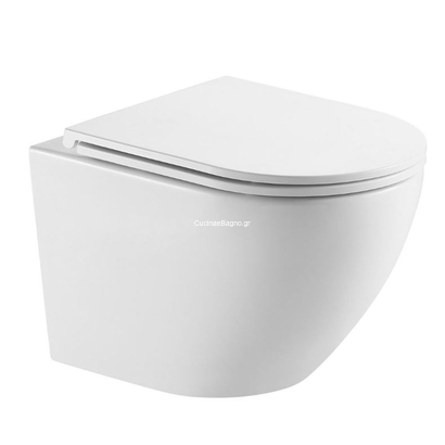 Karag LT 046E Milos White Glossy 49,5x36 Κρεμαστή Λεκάνη Υ.Π. Rimless Με Βρυσάκι