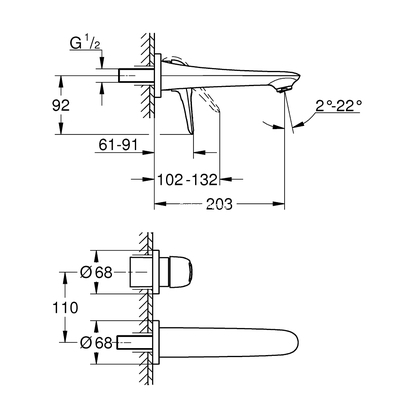 Grohe Eurostyle 19571003 Νιπτήρος Εντοιχιζόμενη Εξωτερικό μέρος