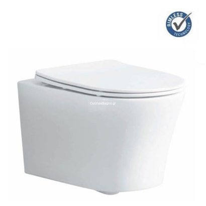 Bella 2619E Rimless Λεκάνη Κρεμαστή Με Κάλυμμα 49 cm