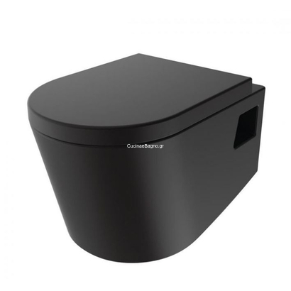 Huida Skay-PP Black Mat 56x36 Λεκάνη Κρεμαστή Με Κάλυμμα Υ.Π. 28-0427