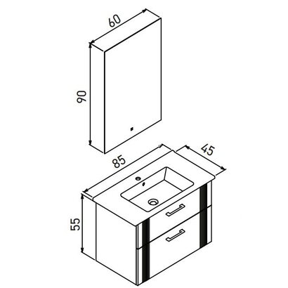 Bari 80 Green Matt Έπιπλο Μπάνιου Κρεμαστό 85x45 PPCV