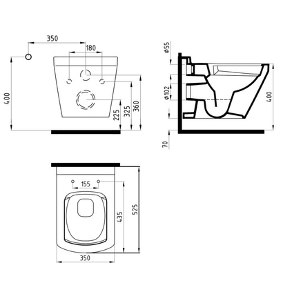 Bien Neptune Rimless Λεκάνη Κρεμαστή Με Κάλυμμα 52 cm