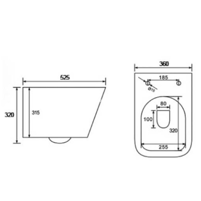 B-2370-5 Rimless Λεκάνη Κρεμαστή Με Κάλυμμα 52,5 cm