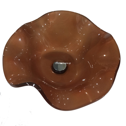 Sanitec Bronze Tulip Νιπτήρας 47x47 Επιτραπέζιος Κρυστάλλινος