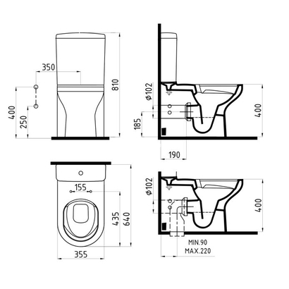 Bien Venus Rimless Σετ Λεκάνης Με Καζανάκι & Μπιντέ 64 cm