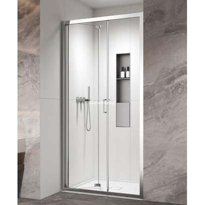 Karag Vivox 400 Χρωμέ 95x200 Cm Πόρτα Ντουζιέρας Σπαστή ΔΙΑΦΑΝΗ