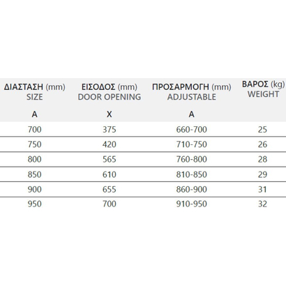 Karag Vivox 400 Χρωμέ 90x200 Cm Πόρτα Ντουζιέρας Σπαστή ΔΙΑΦΑΝΗ
