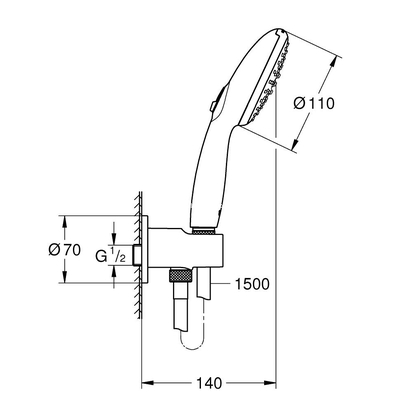 Grohe Tempesta 110 26406003 Ντους Χειρός 2 Ροών Με Στήριγμα & Παροχή