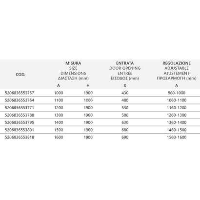 Karag Inox 400 100x190 Cm Καμπίνα Ντουζιέρας Συρόμενη