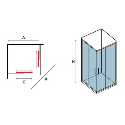 Karag Izy 100 Χρωμέ 80x80x200 Καμπίνα Ντουζιέρας Τετράγωνη