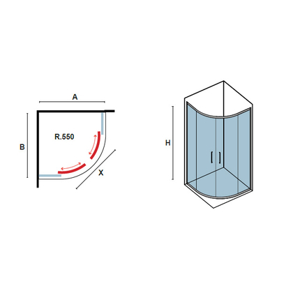 Karag Izy 200 Χρωμέ 80x80x200 Καμπίνα Ντουζιέρας Ημικυκλική