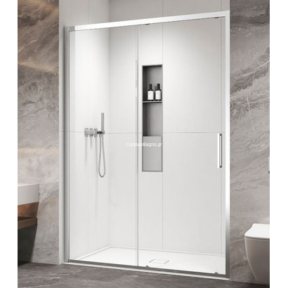 Karag Izy 400 Χρωμέ 120x200 Cm Πόρτα Ντουζιέρας Συρόμενη 2φυλλη ΔΙΑΦΑΝΗ