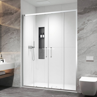 Karag Izy 600 Χρωμέ 170x200 Cm Πόρτα Ντουζιέρας Συρόμενη 4φυλλη ΔΙΑΦΑΝΗ