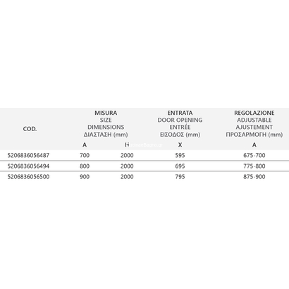 Karag Nero Pivot Porta 70x200 cm Πόρτα Ντουζιέρας Ανοιγόμενη Σεριγραφάτη Προφίλ Μαύρο