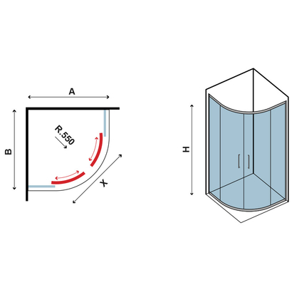 Karag Flora 200 Καμπίνα 90x90x190 Ντουζιέρας Ημικυκλική