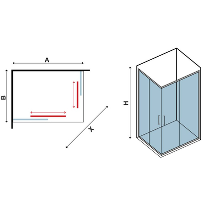Καμπίνα Ασύμμετρη 70x140x180 Cm Ντουζιέρας Karag N Flora 100