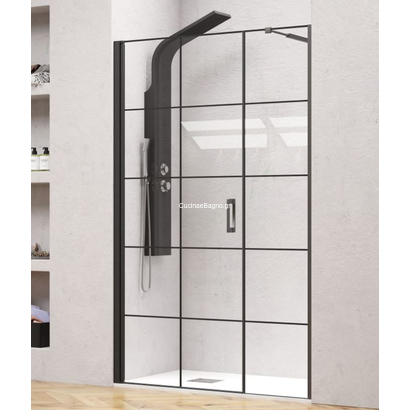 Karag Nero 5 Porta Black 134x200 cm Κρύσταλλο Ντουζιέρας Ανοιγόμενο FRAME
