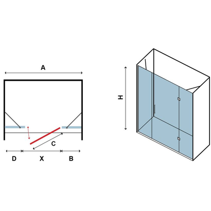 Karag Tinos 600 Χρυσό 140x200 Cm Καμπίνα Ντουζιέρας Ανοιγόμενη Με 2 Σταθερά