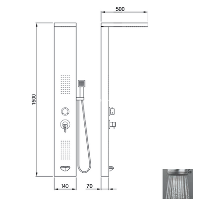 53300 C Roma Chrome Στήλη Ντουζ Υδρομασάζ Χρωμέ