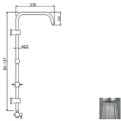 53400 C Roma Push Button 2-Ways Στήλη Ντουζιέρας Επεκτεινόμενη Χρωμέ