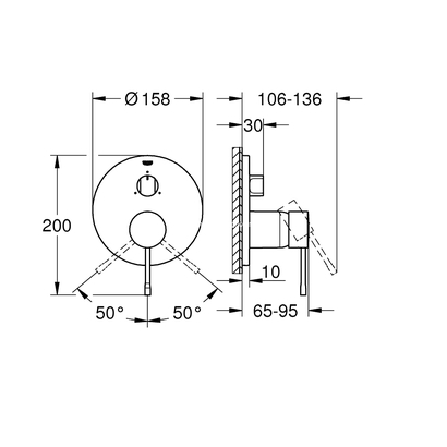 Grohe Essence 24169GL1 Cool Sunrise Εξωτερικό Μέρος Μίκτη 3 Ροών