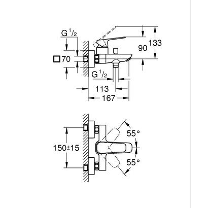 Grohe Cubeo 1018130000 Χρωμέ Μπαταρία Λουτρού Σώμα