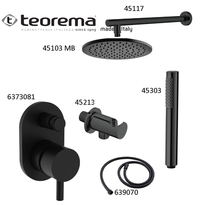 Teorema New Jabil Total Black Σετ Εντοιχισμού Ντουζιέρας Μαύρο 6373081