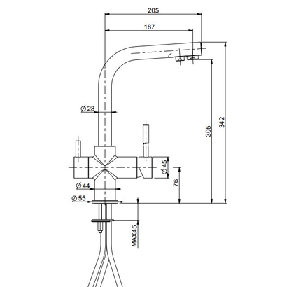 Sanitec Dual Flow Μπαταρία Κουζίνας Φίλτρου 00-02-04570