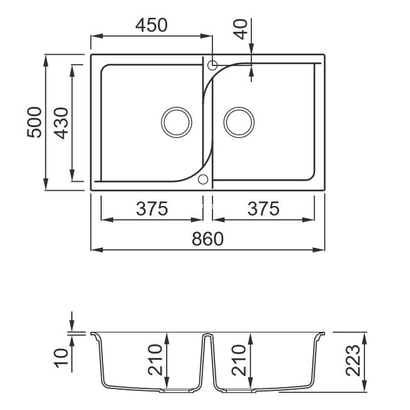 Elleci Ego 450 Bianco 86x50 Νεροχύτης Γρανίτης