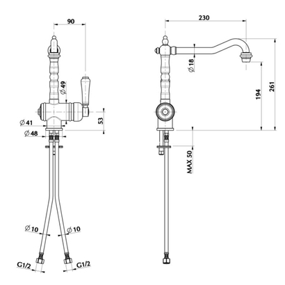 Sanitec Vintage Bronze Μπαταρία Κουζίνας Ρετρό 00-02-00250