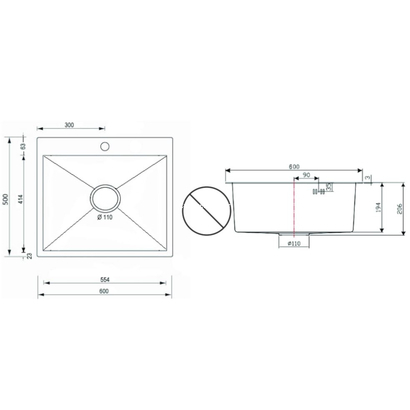 Sanitec 5050HS Vision Honey Comb 50x50 1V Νεροχύτης Ανοξείδωτος