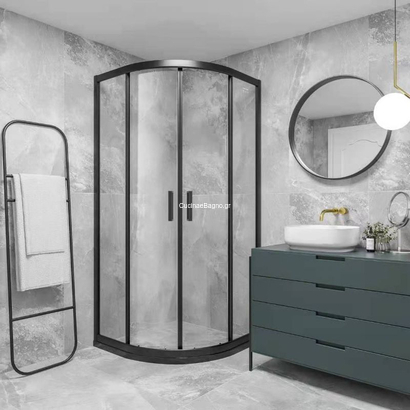 Gloria 90x90x190 Nera-America Καμπίνα Ντουζιέρας Ημικυκλική Διάφανη 38-5390