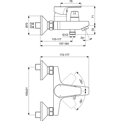 Ideal Standard CERAFINE D Μπαταρία Λουτρού Σώμα BC494AA