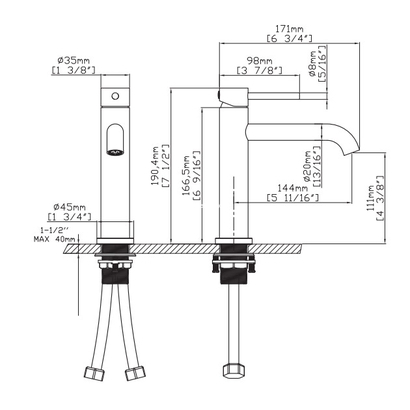 KARAG Artemis CHROME B99001 Μπαταρία Νιπτήρα Χαμηλή Χρωμέ