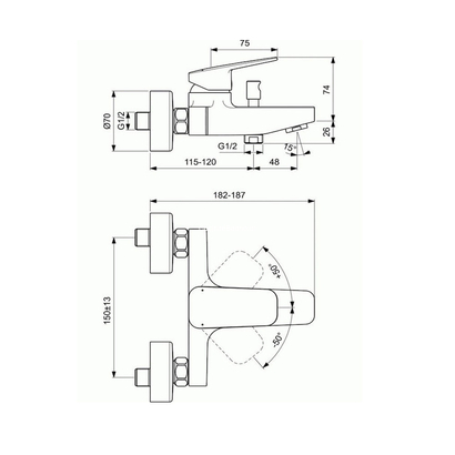 Ideal Standard CERAPLAN Μπαταρία Λουτρού Σώμα BD256AA