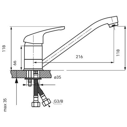 Ferro FREYA BFR4S-12 Sand Μπαταρία Κουζίνας Χαμηλή