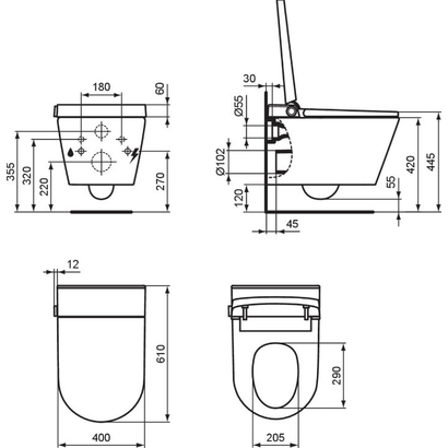 Ideal Standard i.Life E 61 cm Ηλεκτρονική Λεκάνη Κρεμαστή Rimless Με Κάλυμμα Soft K875501