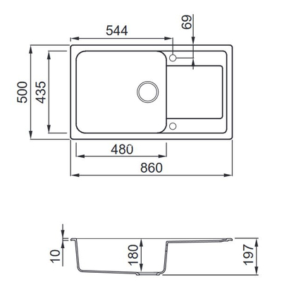 Elleci Life 410 Titanium 86x50 Νεροχύτης Γρανίτης