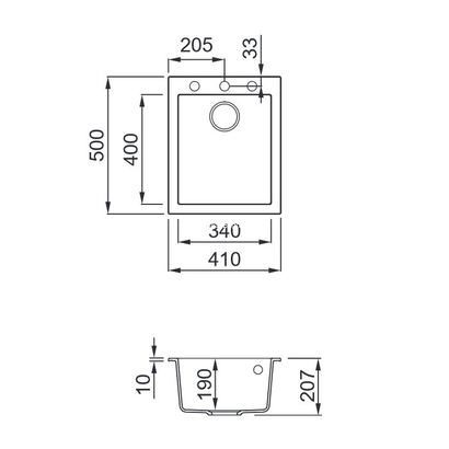 Elleci Quadra 100 Bianco Antico 41x50 Νεροχύτης Γρανίτης