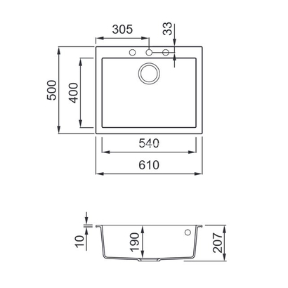 Elleci Quadra 110 Bianco Titano 61x50 Νεροχύτης Γρανίτης