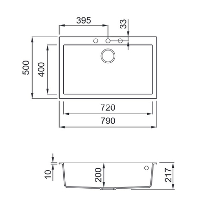 Elleci Quadra 130 Aluminium 79x50 Νεροχύτης Γρανίτης
