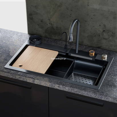 Sanitec 108045 Multi 80x45 Inox Black Νεροχύτης